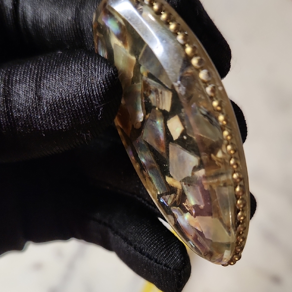 Abalone Iridescent Pendant Necklace 1960's - Picture 11 of 11